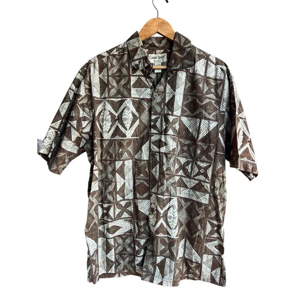 VTG Cookie Street Men -L Honolulu Brown Shirt Hawaiian Short Sleeve Button Up - Picture 1 of 6